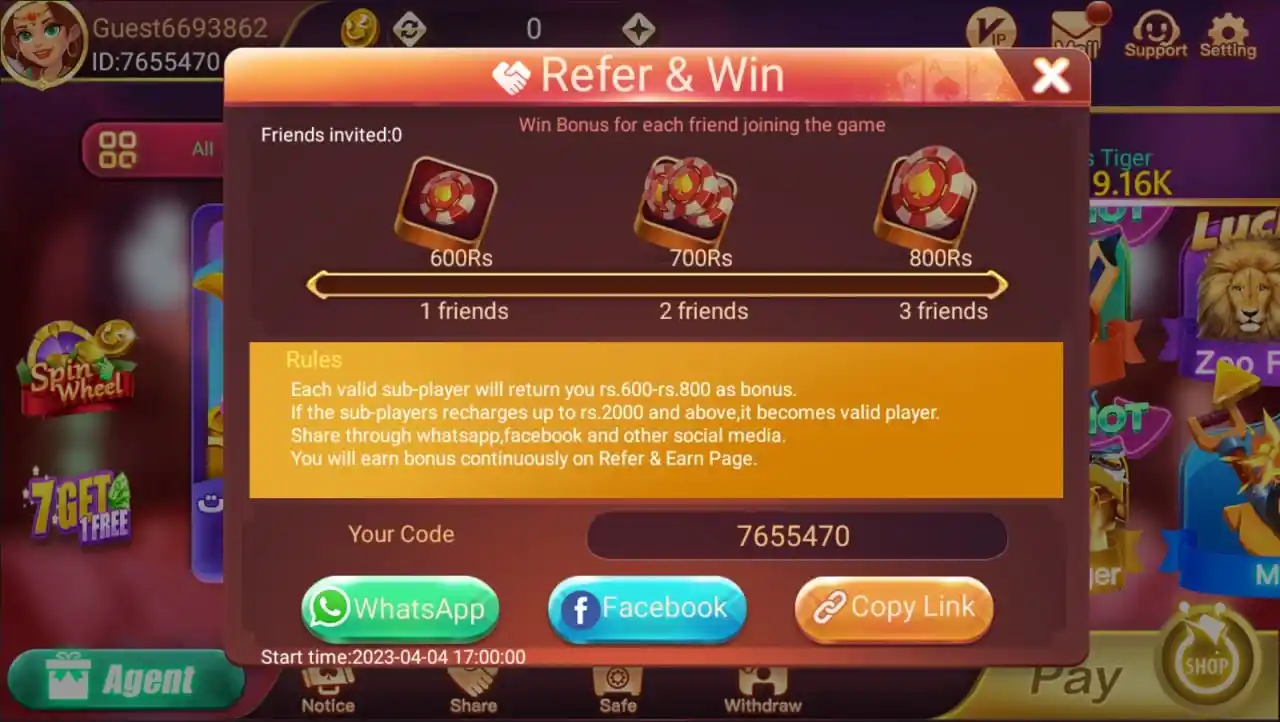 teen patti no 1 referral bonus