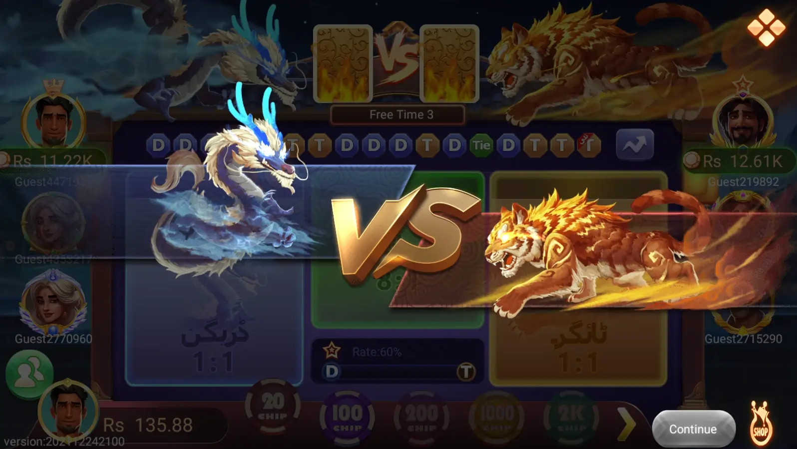 dragon vs tiger 3 patti crown